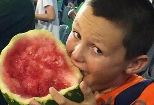 吃西瓜连瓜带皮吃